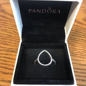 Teardrop Silhouette Ring, Clear CZ